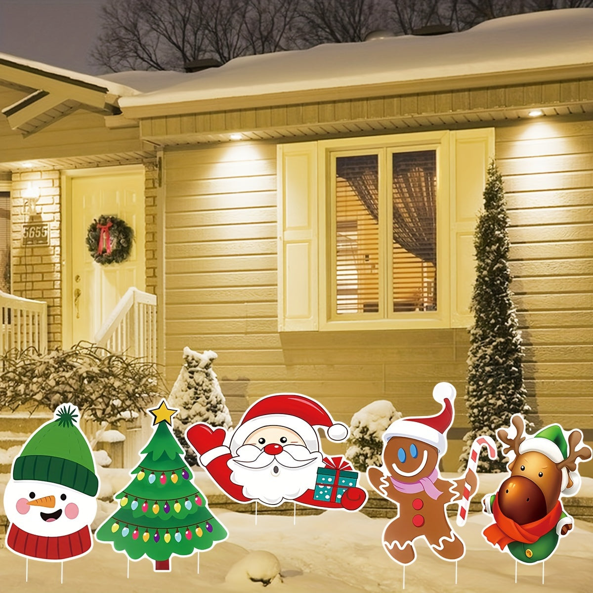 5-Pack Christmas Yard Signs with Stakes - Multicolour Decorations