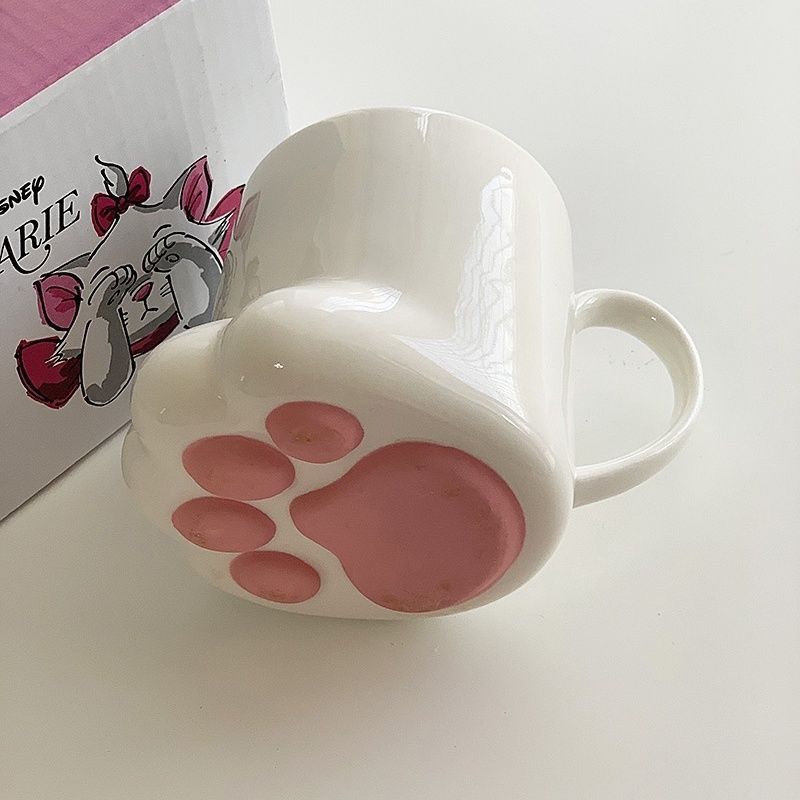 Cute White Ceramic Cat Claw Mug - 250mL Office Coffee Cup, Creative Kitchen Drinkware