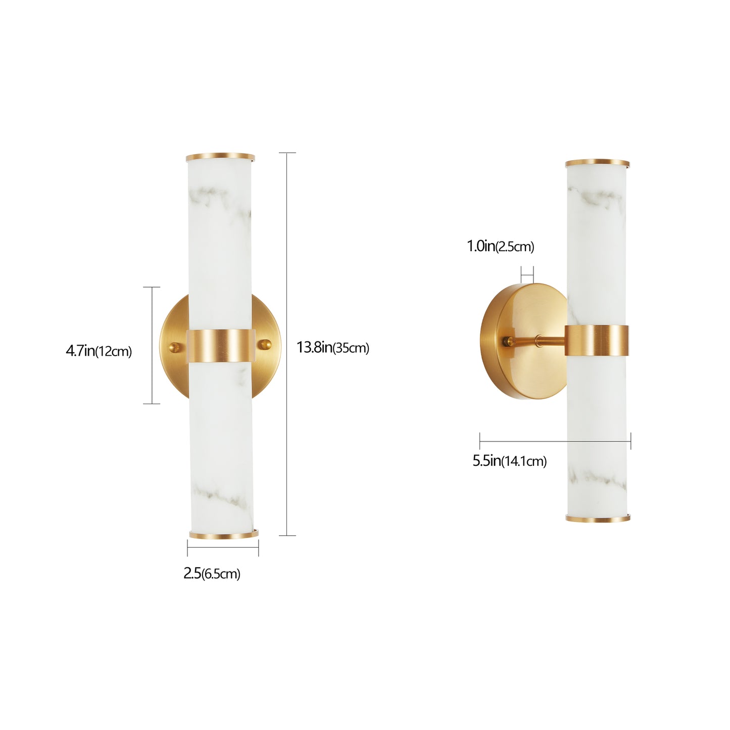 Gold Resin Wall Sconce Set of 2 Modern Vertical Indoor Lighting Fixture