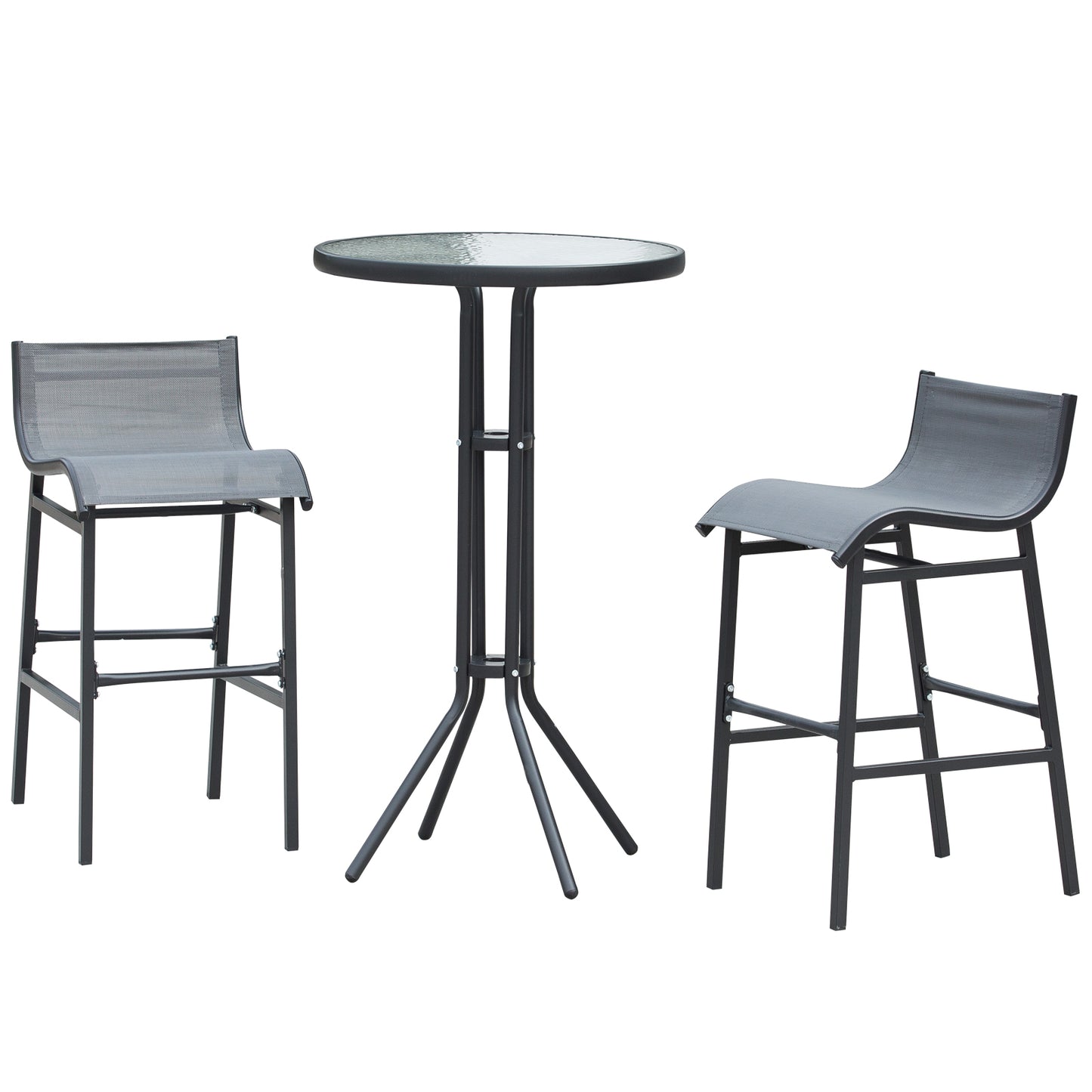 3 Piece Bar Height Outdoor Bistro Set for 2 - Charcoal Gray