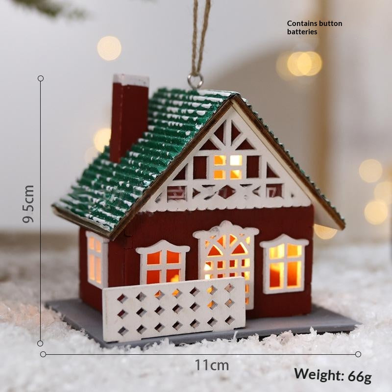 Creative Christmas Wooden House Pendant Decor - Rustic Holiday Ornaments
