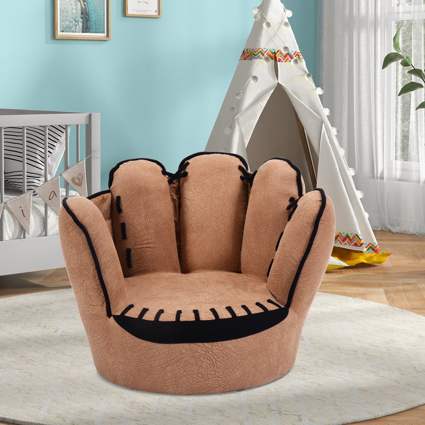 Baseball Glove Shaped Kids Sofa - Upholstered 23" x 19"