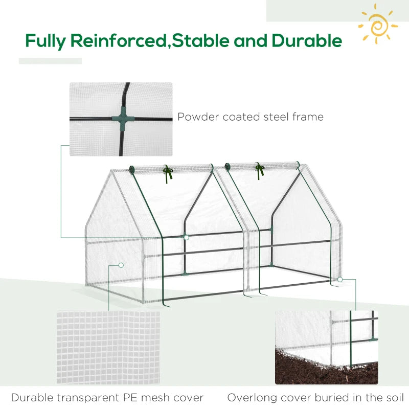 Portable Mini Greenhouse for Garden, White with Large Zipper Doors and UV PE Cover