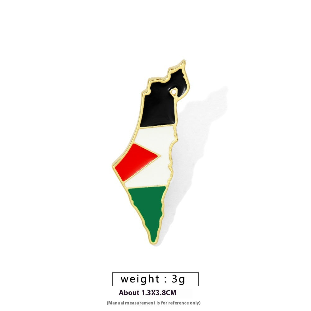 Free Palestine Flag Brooch Pin - Gold & Black Badge for Clothes & Accessories