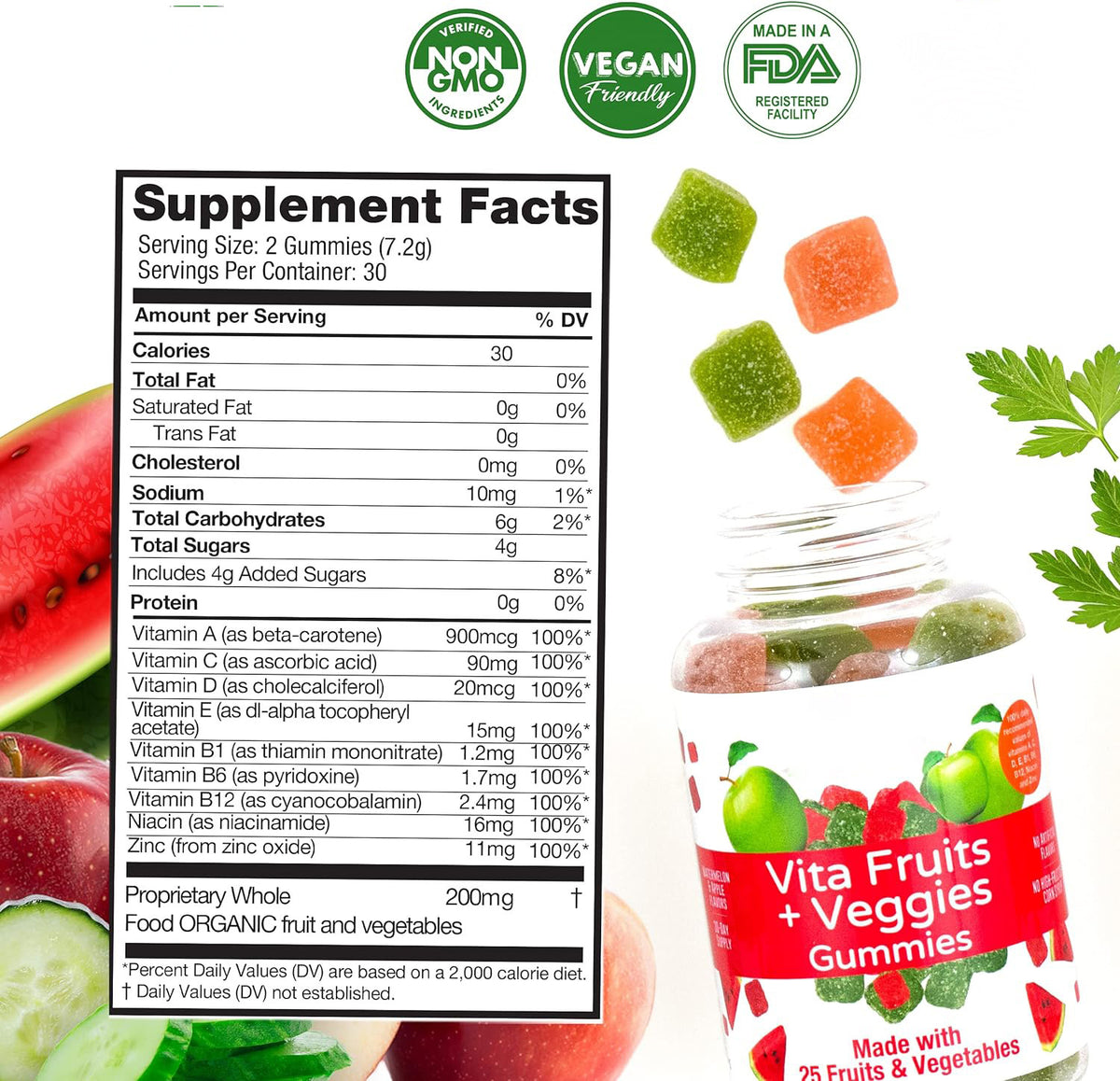 Fruit & Vegetable Soft Candy Gummies - 60 Tablets
