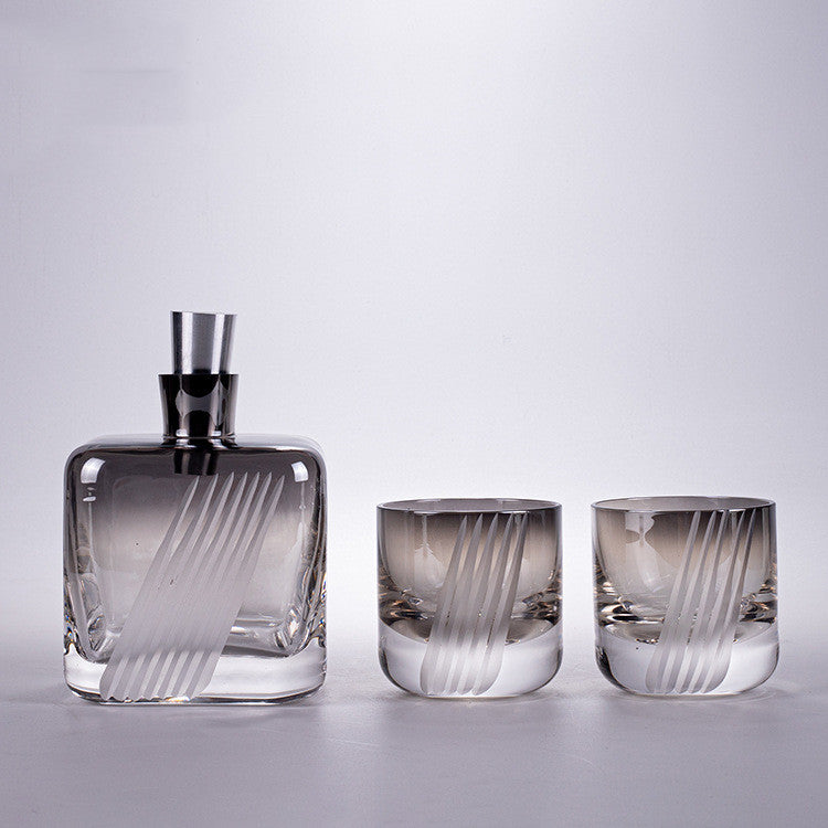 High-End Art Glass Wine Cup and Pot Set - Retro Style Drinkware