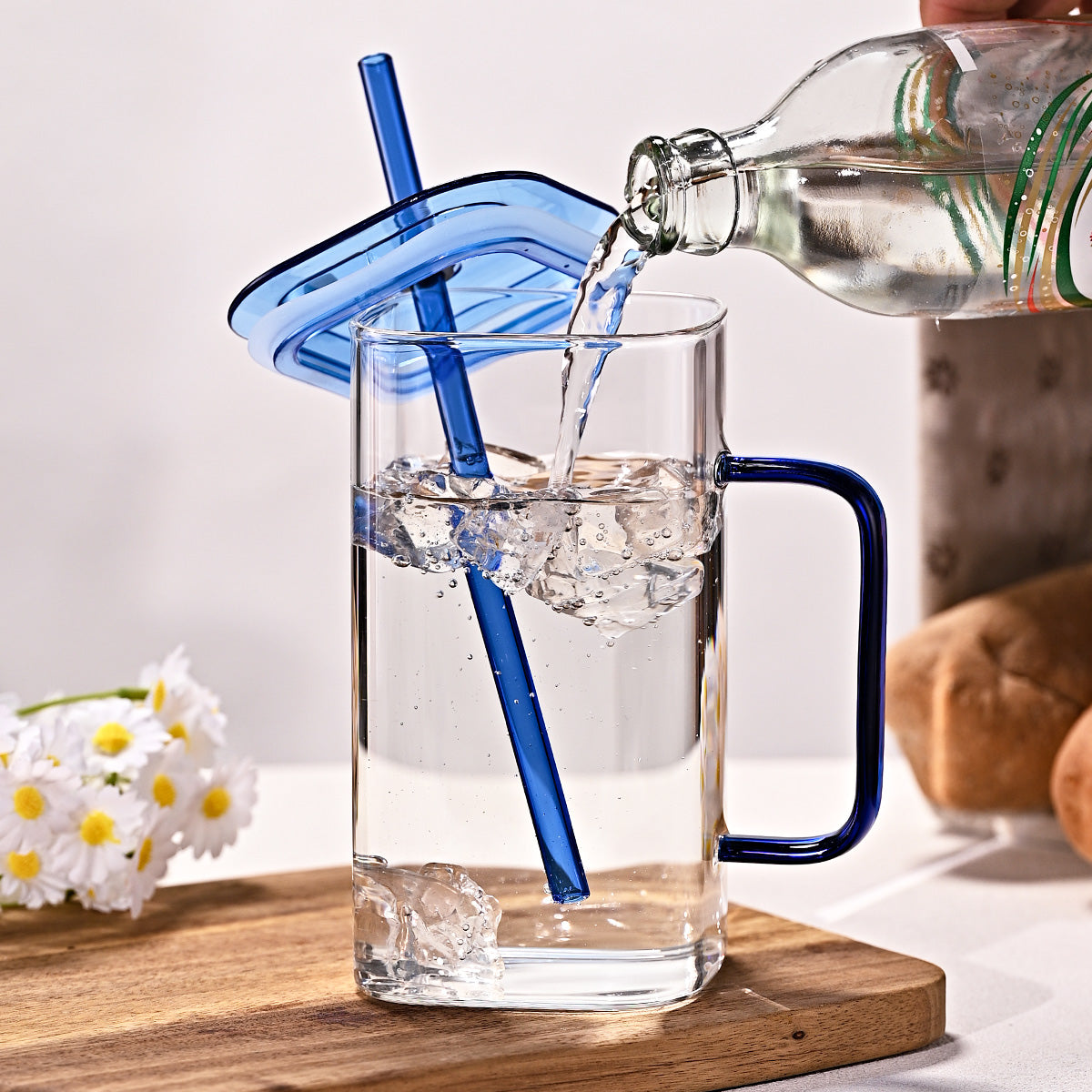 Transparent Glass Straw Cup - 4 Colors, High Borosilicate Drinkware