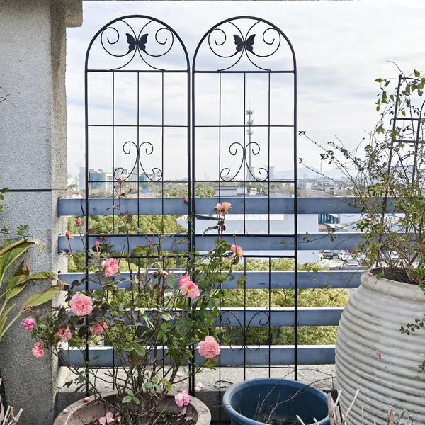 Metal Garden Trellis - 4 Pack, 86.7" Rustproof Support for Climbing Plants - Black