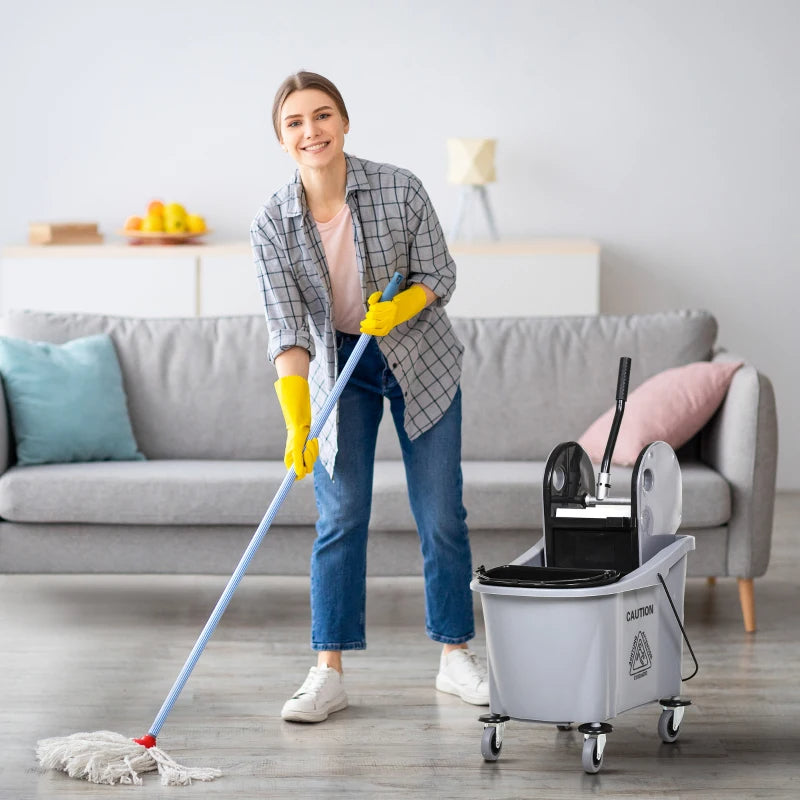 9.5 Gallon 38 Quart Mop Bucket With Wringer Cleaning Cart, 4 Moving
