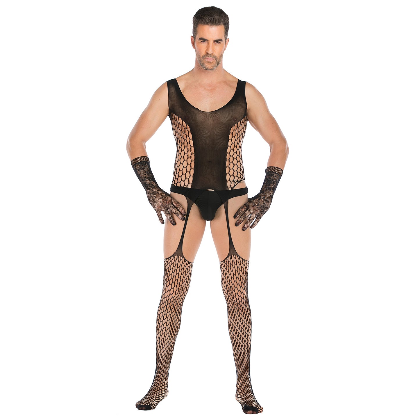 High Stretch Jacquard Lace Gloves Set for Women and Men - 2pcs