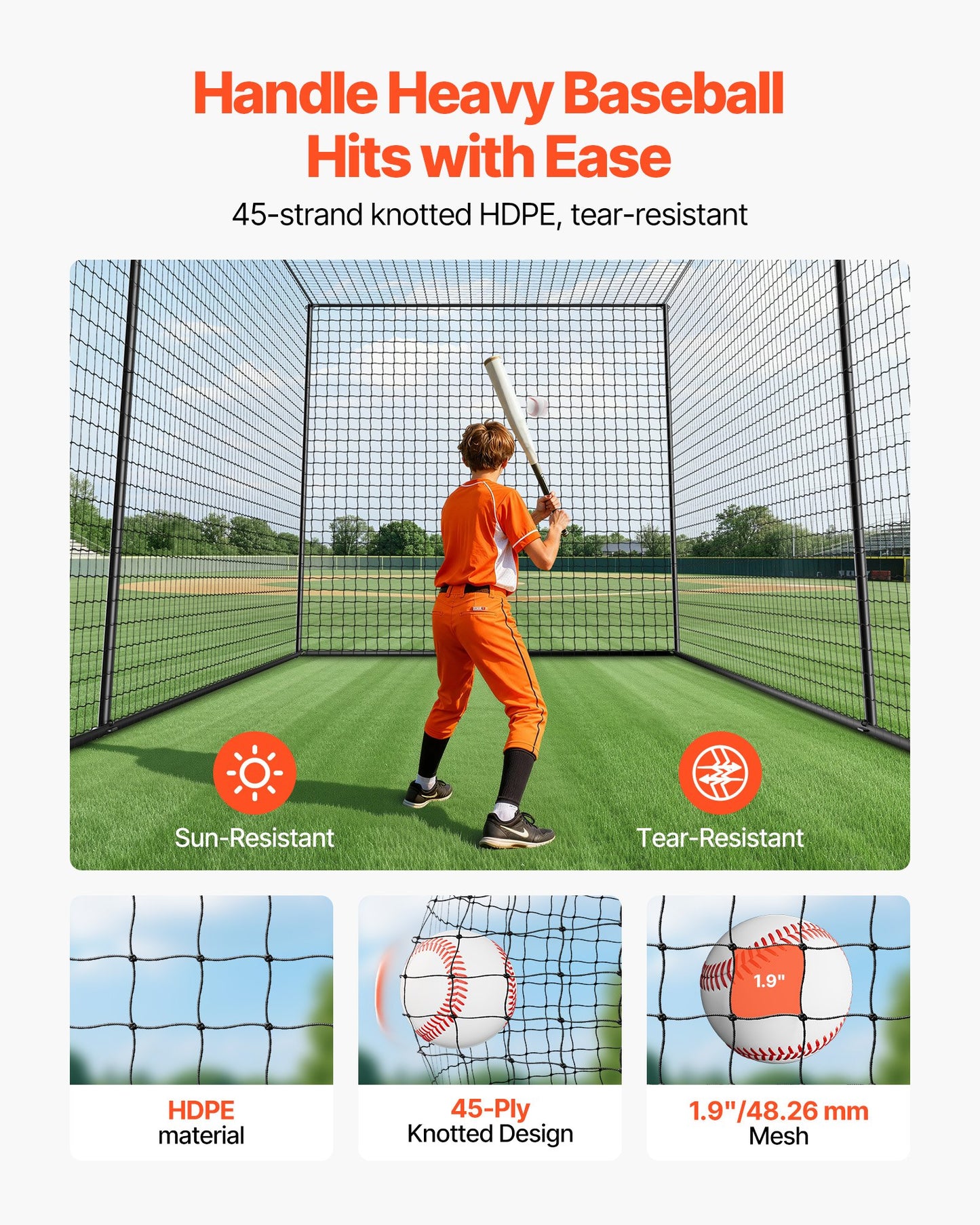 Portable Baseball Batting Cage 35x10.5x10.2 ft Full Enclosure for Indoor Outdoor Practice