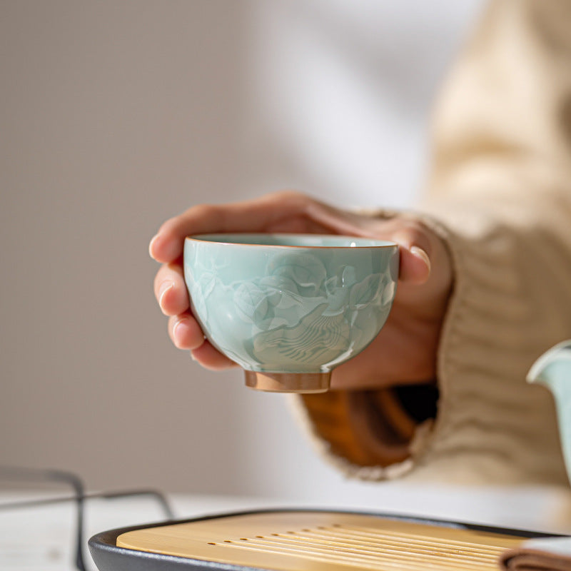 Ceramic Teapot Set with Portable Storage for Travel & Outdoor Use