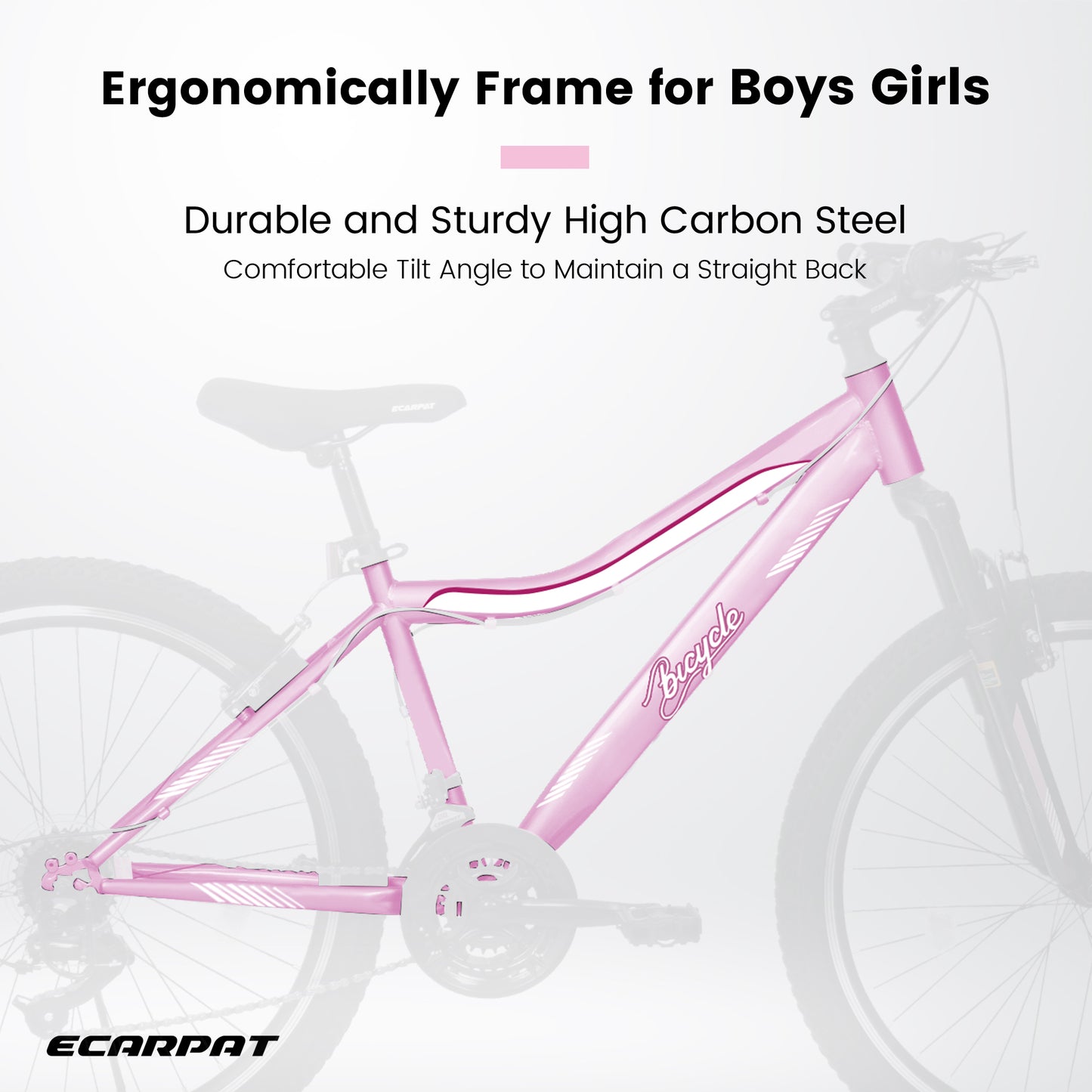 A24208D Mountain Bike 24/26 Inch - High-Density Steel Frame, 21 Speed, Pink