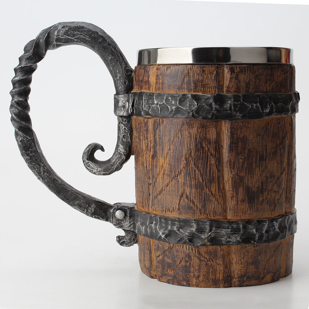 Large Capacity Wooden Beer Stein - Retro 501-600ml Drinkware