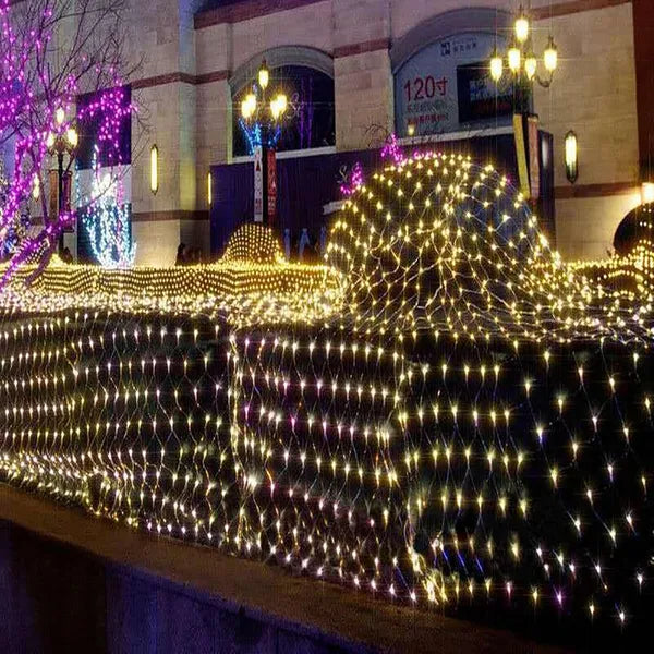 LED Christmas Net Lights - 192 Warm White LEDs, 8 Modes