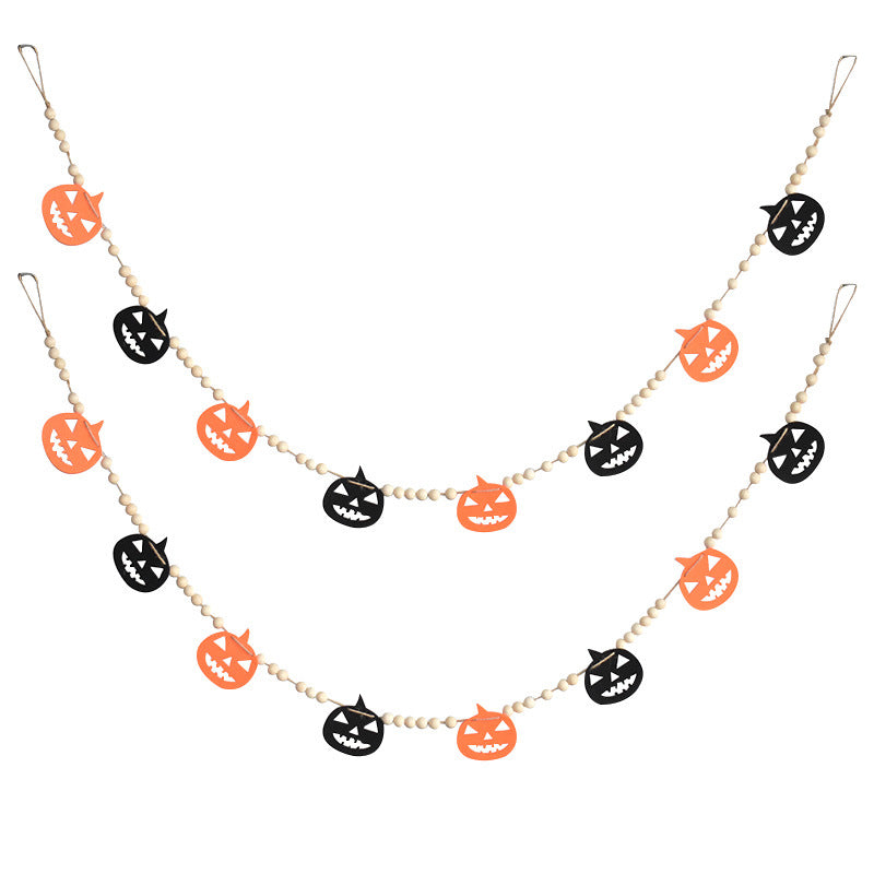 Halloween Wooden Bead Rope Wall Decoration Festival Pendant