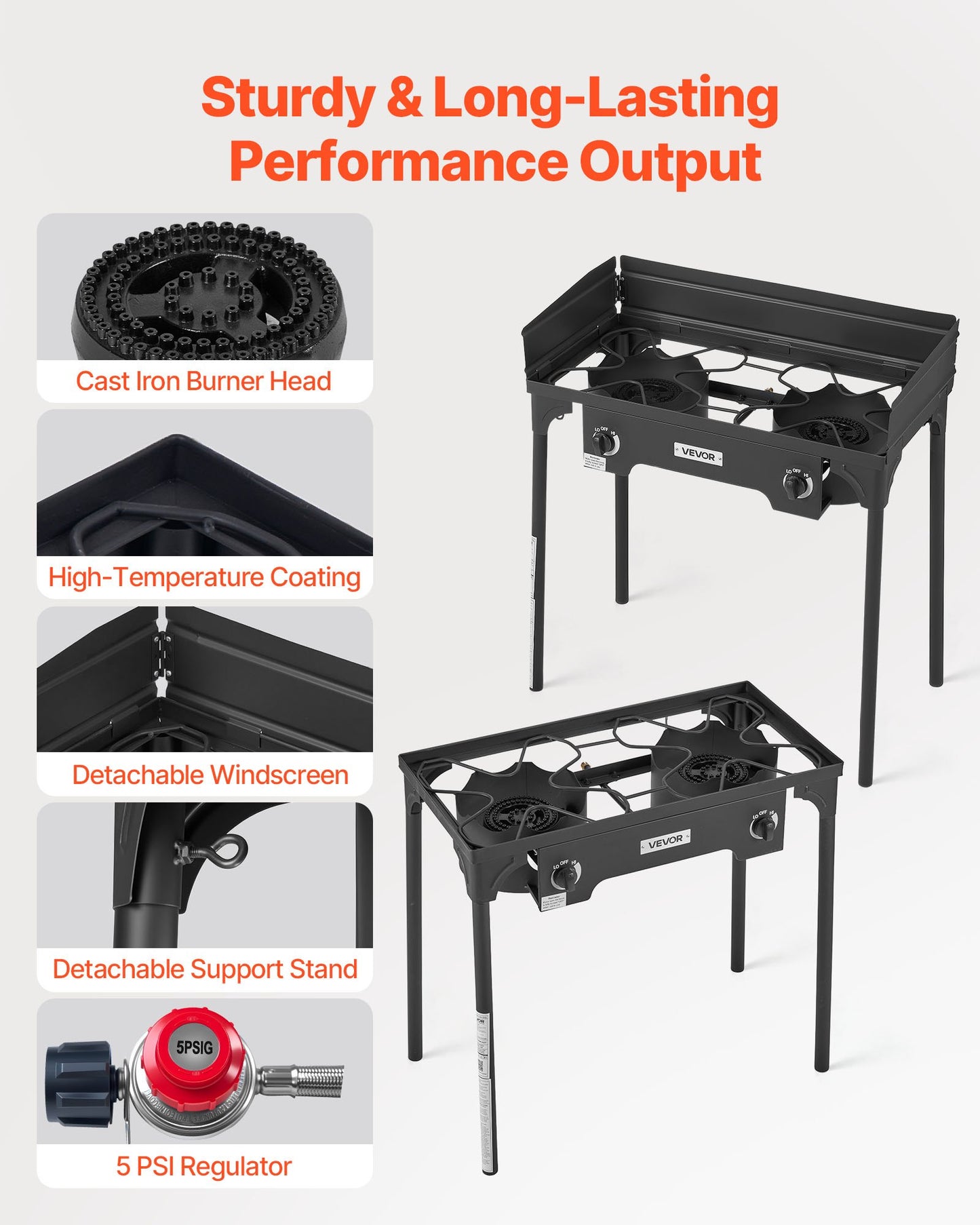 Outdoor Propane Gas Stove 2 Burners 150,000 BTU Camping BBQ Cooker Heavy Duty Steel