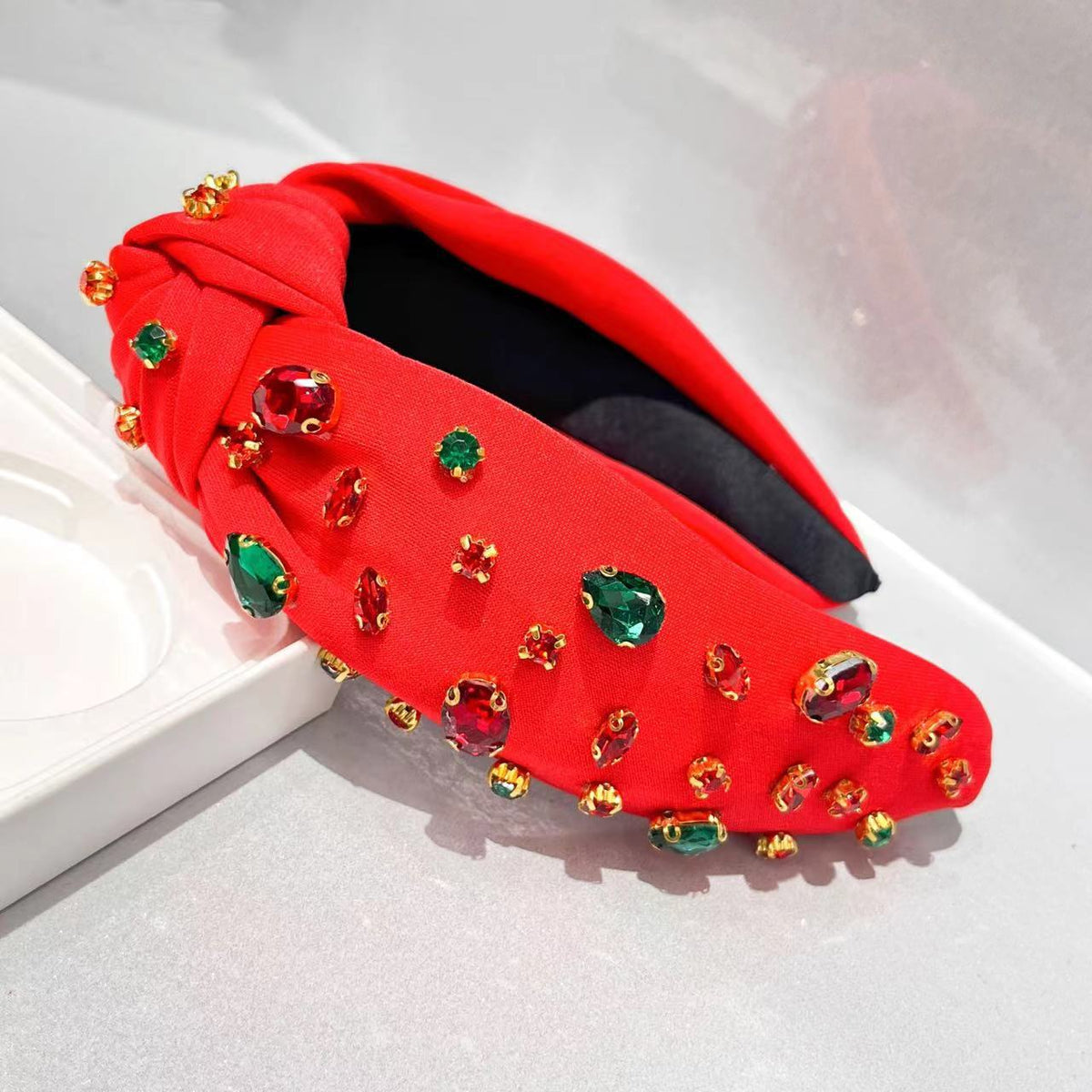 Christmas Rhinestone Headband with Knot Center