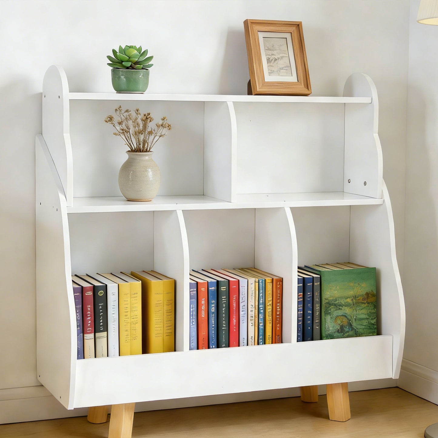 3 Tier Kids Bookshelf Toy Storage Organizer Toddler Bookcase With 5
