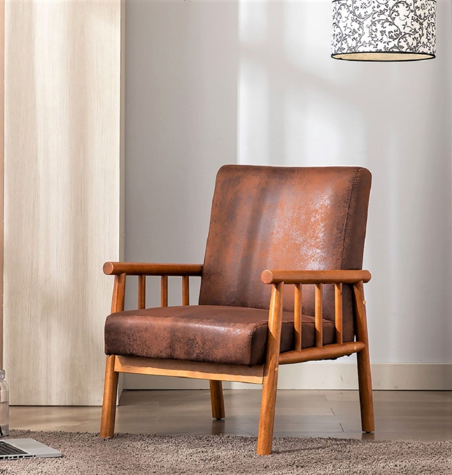 25 Wide Classic Mid-Century Modern Arm Chair, Brown