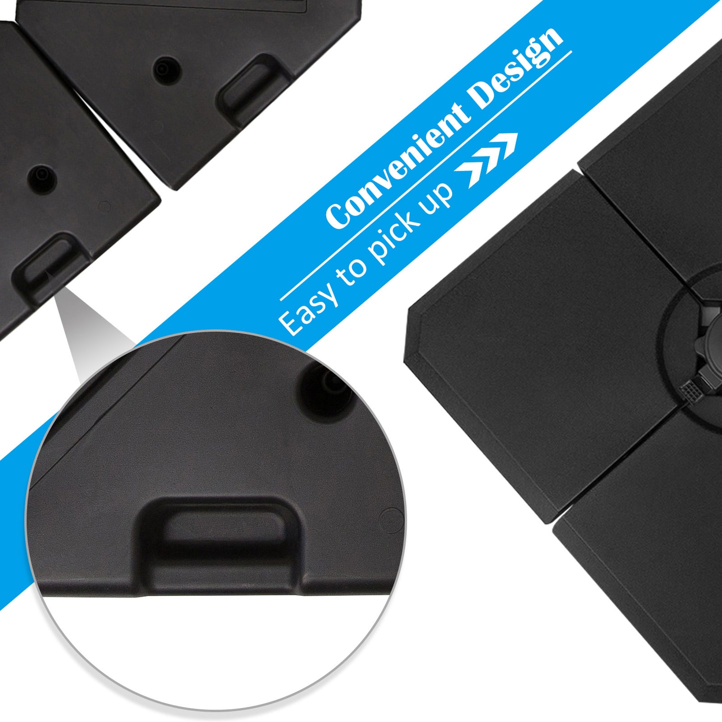 Heavy Duty 4-Piece Offset Umbrella Stand Base - 264 lb Capacity, Easy Fill