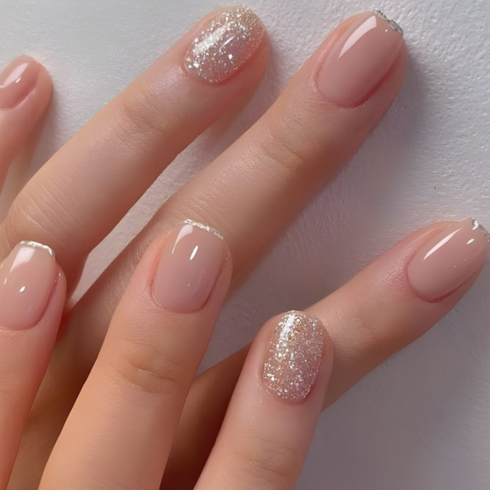 24-Piece Velvet Glitter Nail Art Kit for Party & Daily Wear - Long-Press Design