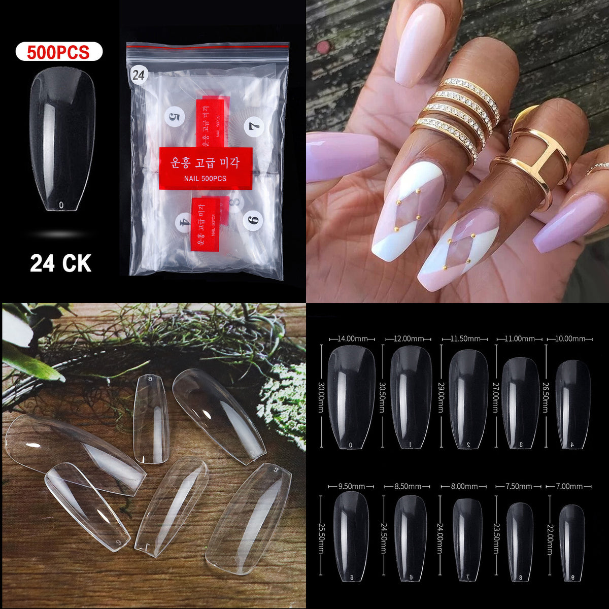 French Pointed Non-Marking Ballet Nail Art Tools - Transparent