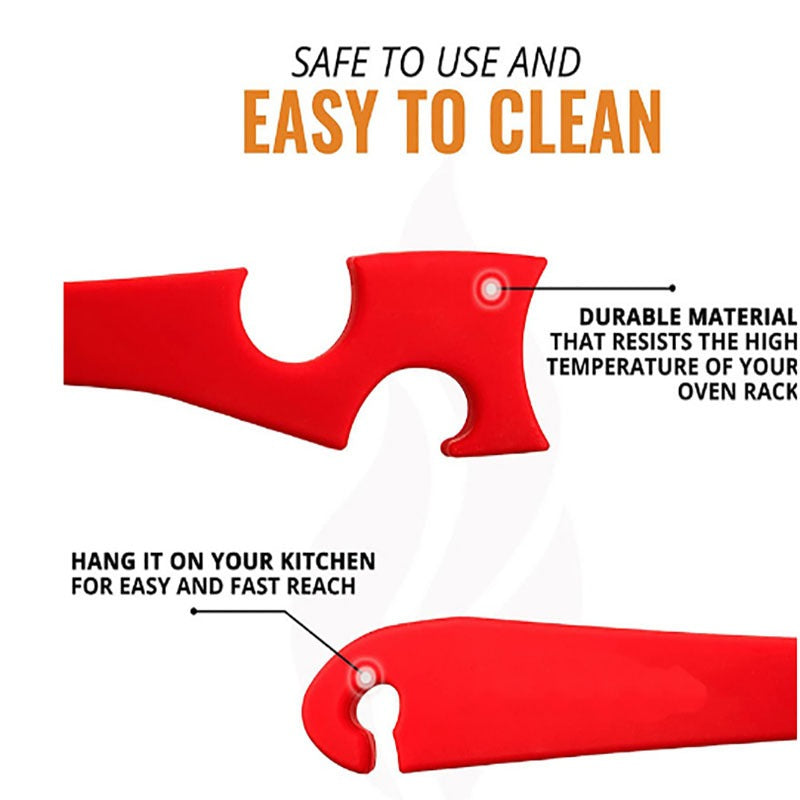 Silicone Oven Rack Push Pull Tool with Longer Handle - Set