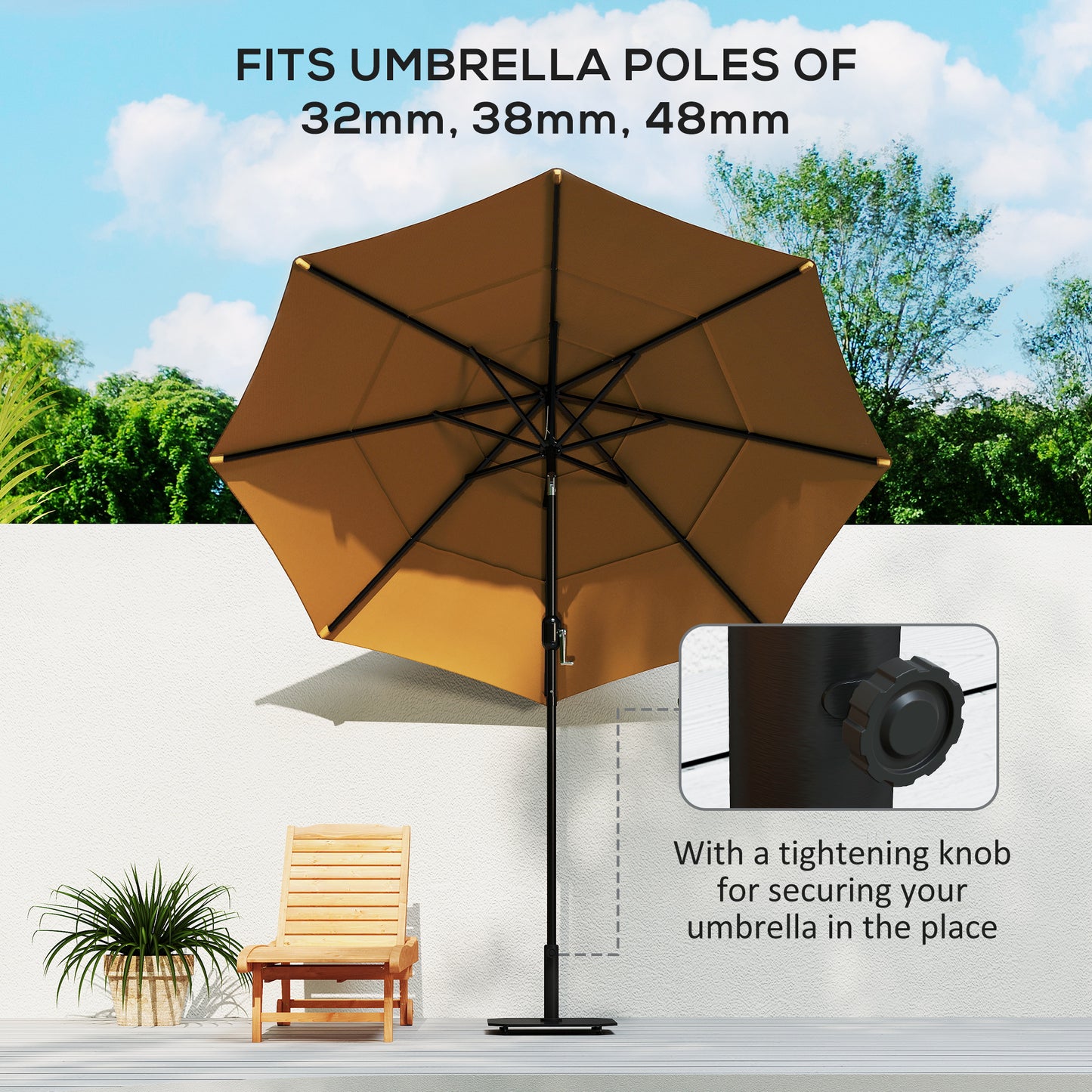 41 lbs Heavy Duty Square Patio Umbrella Base - Black