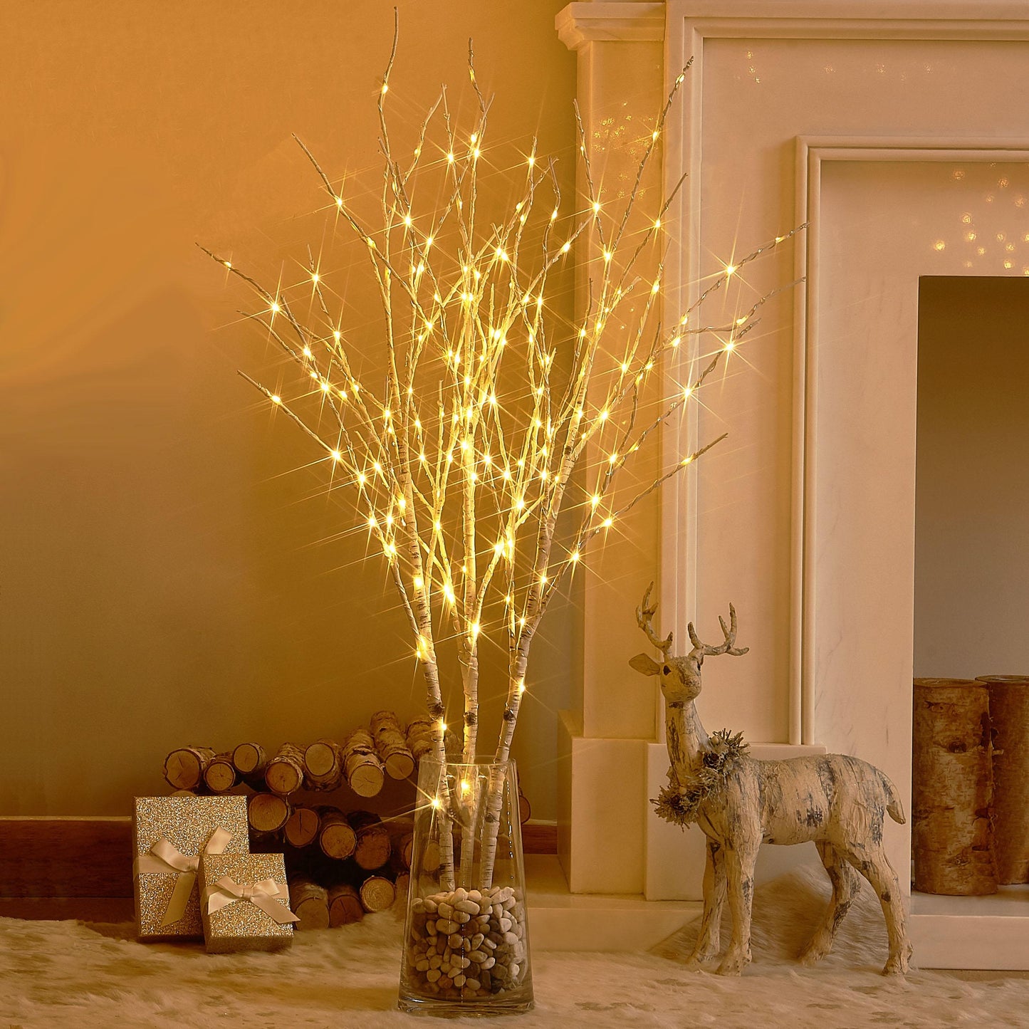 LED Birch Branch Ambient Light - 100 LED Beads, Adjustable Brightness