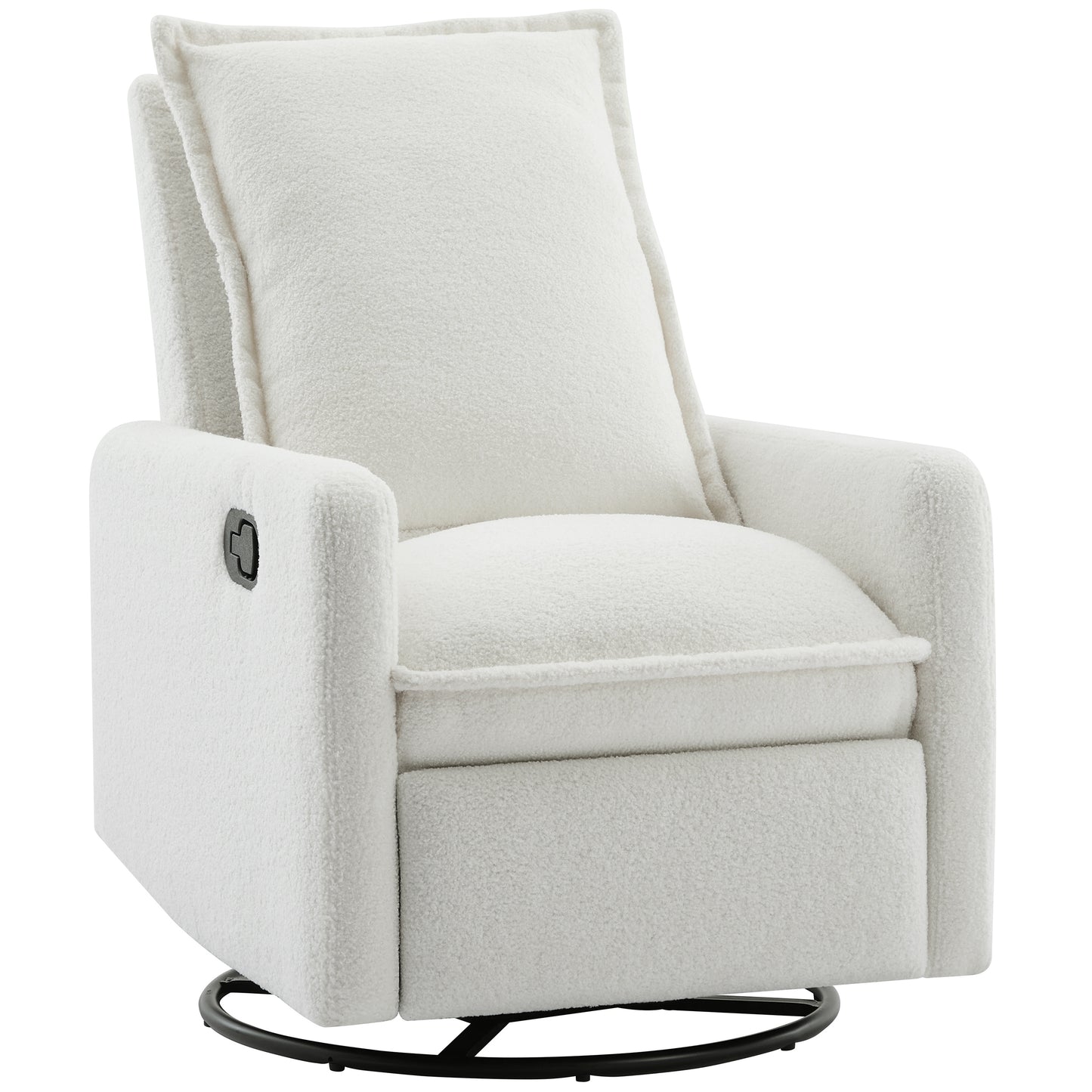 Swivel Rocker Recliner Chair - Teddy Fleece in White