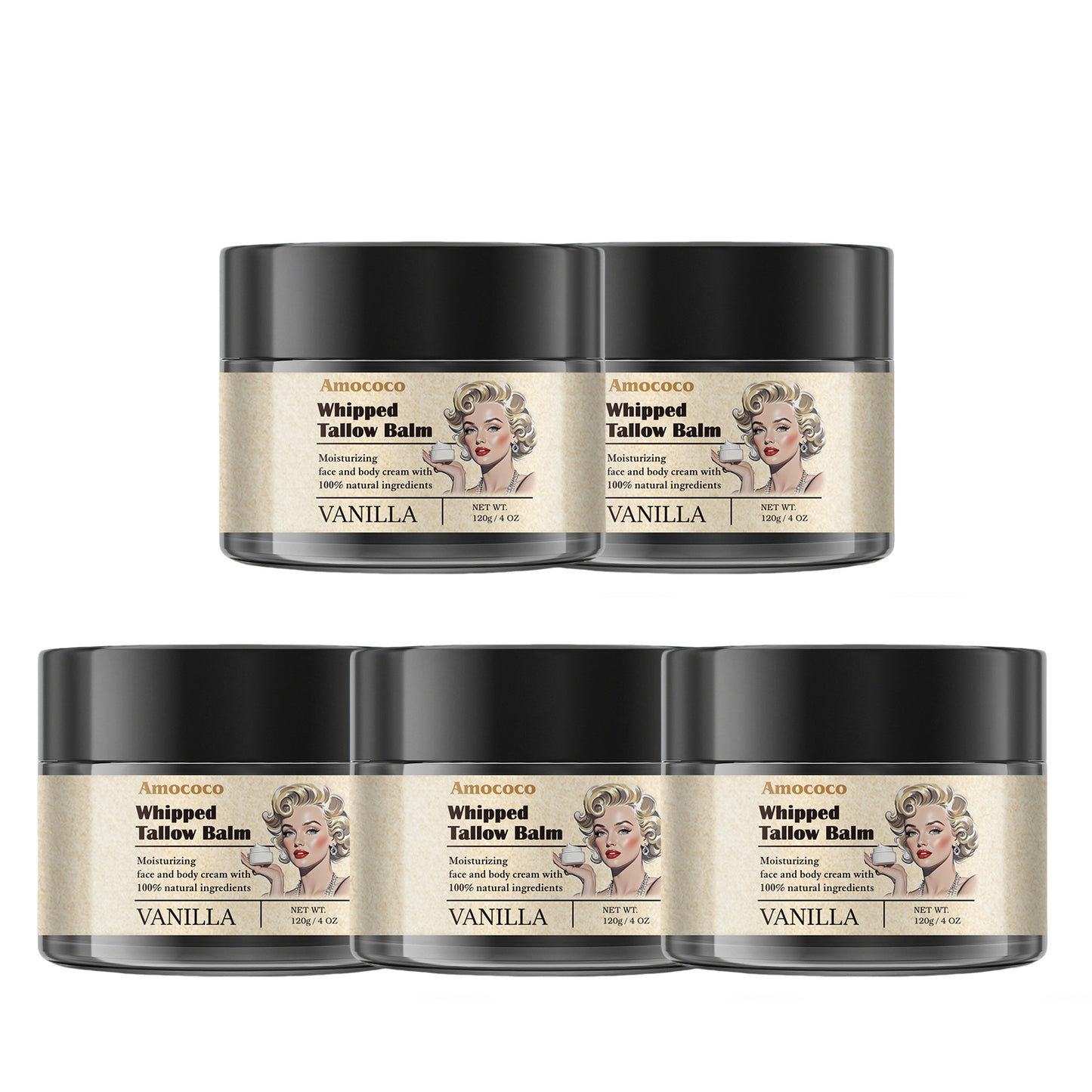 Whipped Tallow Balm - Natural Deep Hydration Cream for Face, Body & Lips 600g