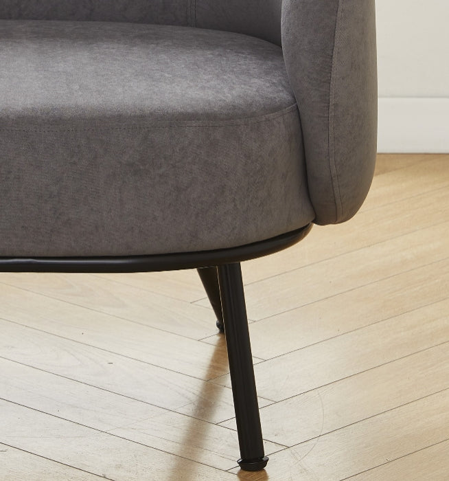 Mid-Century Modern Velvet Accent Chair, Upholstered Barrel Armchair