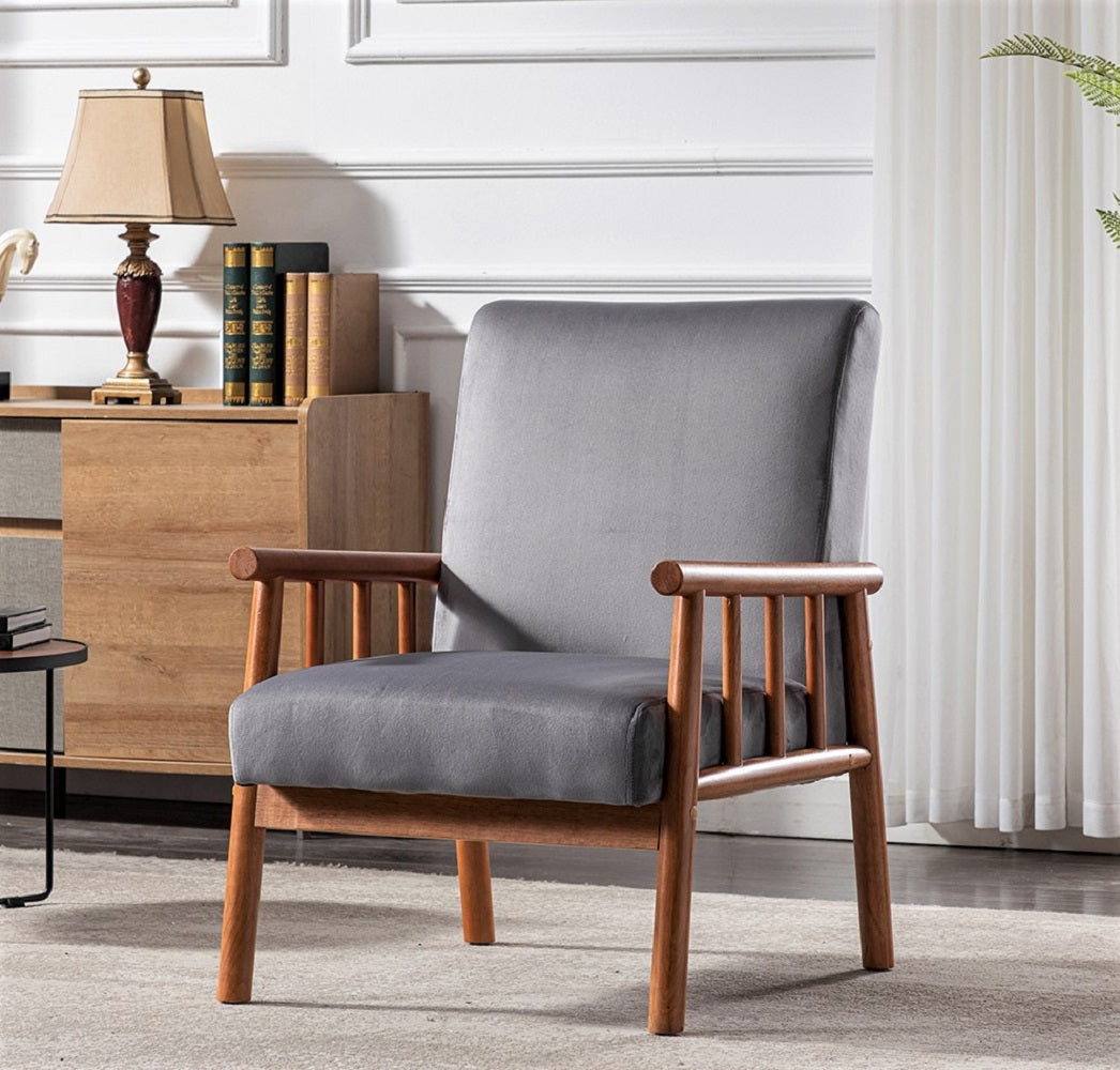 25 Wide Classic Mid-Century Modern Arm Chair, Grey