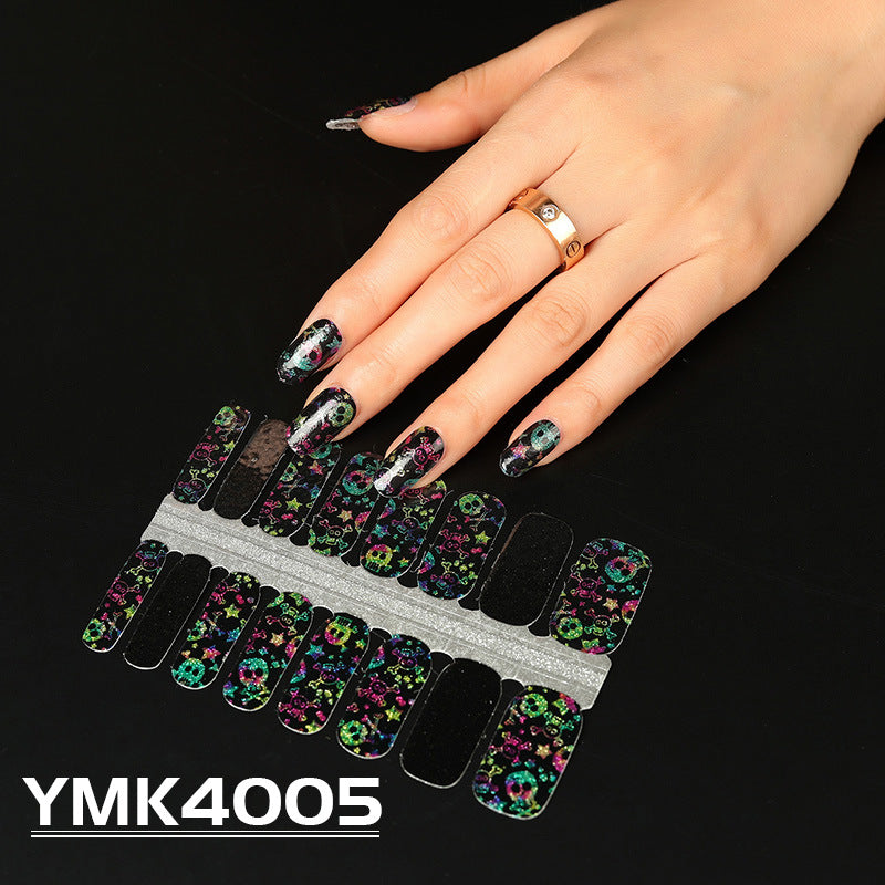 Halloween Skull & Autumn Leaf Nail Stickers - Adhesive Nail Art Decals