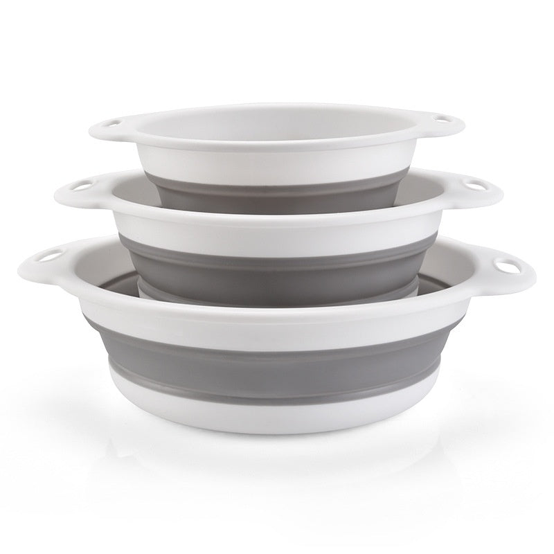 3-Piece Collapsible Drain Basket Set - Multi-Functional Plastic Storage