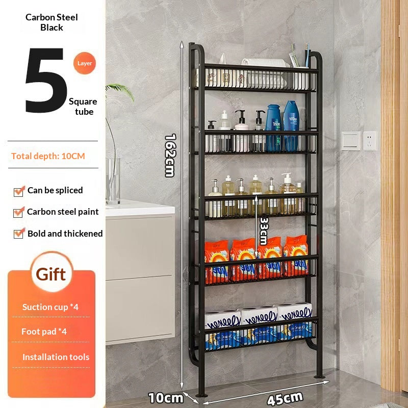 Multi-Purpose Wall-Mounted Kitchen Shelf with Narrow Door Gap Storage
