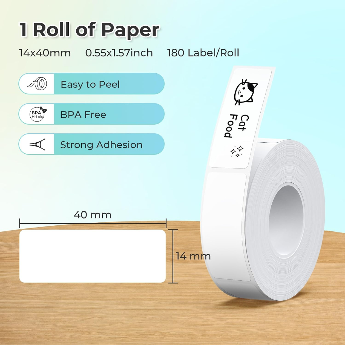 Thermal Label Tape Roll for Home & Office - White Laminated Adhesive Refill