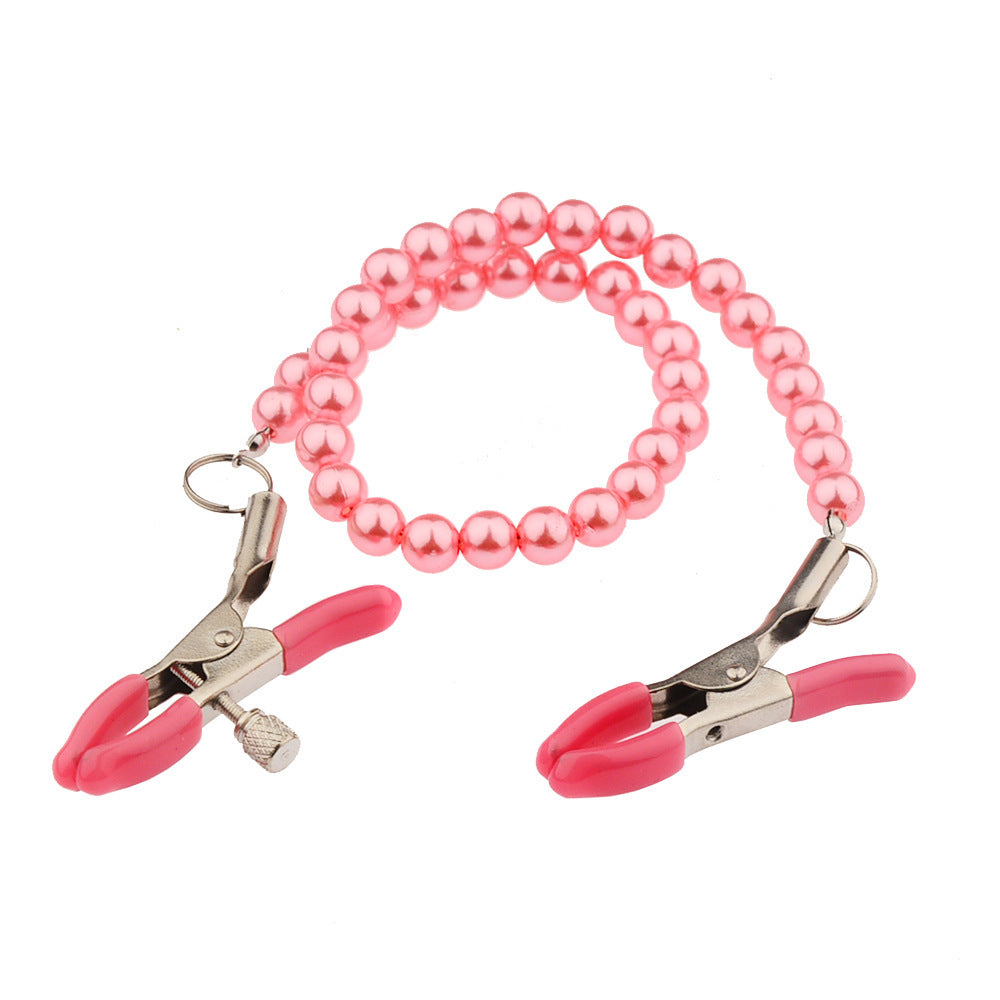 Women’s Fashion Nipple Clamp with Pearl Chain - Adjustable Sensory Toy