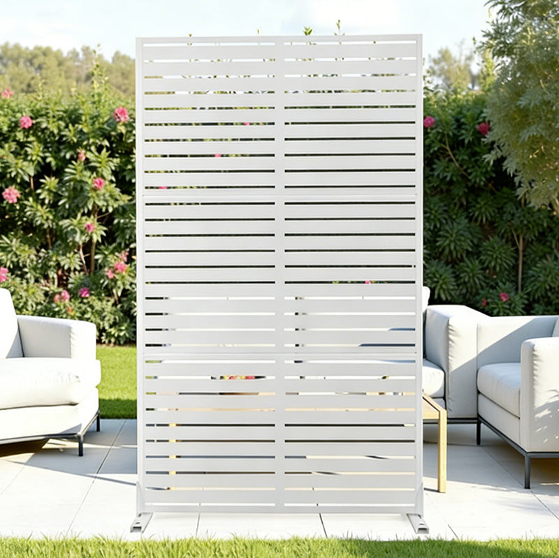 White Metal Privacy Screen - 70.87" H Slatted Patio Divider