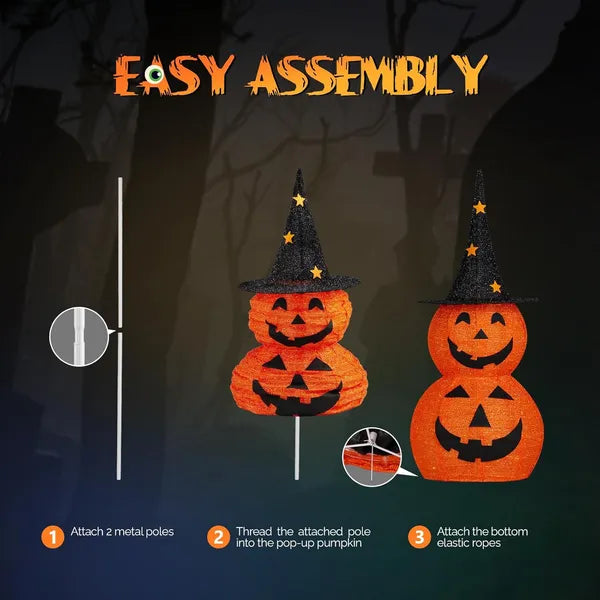 Lighted Halloween Pumpkin Decorations - 3FT Collapsible Set