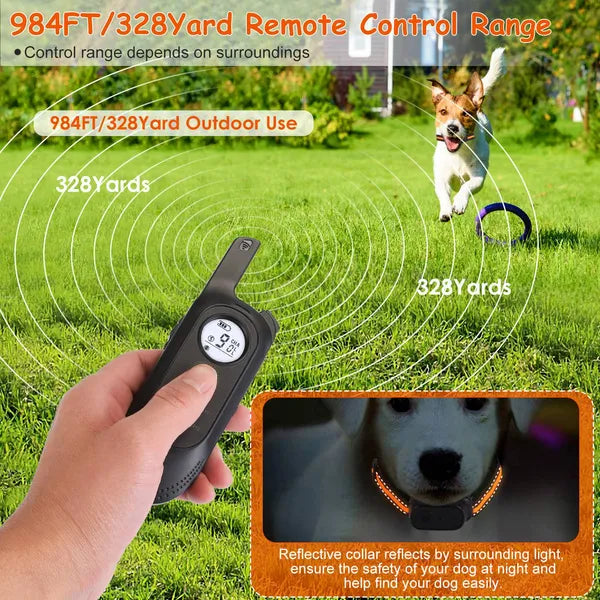 Dog Training Collar Waterproof Vibration Electric Shock Beep Trainer - Black