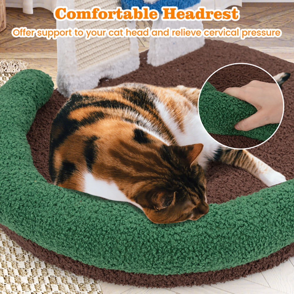 Multicolor Mushroom Cat Bed with Scratcher and Swinging Toy - Cozy Cat Tree
