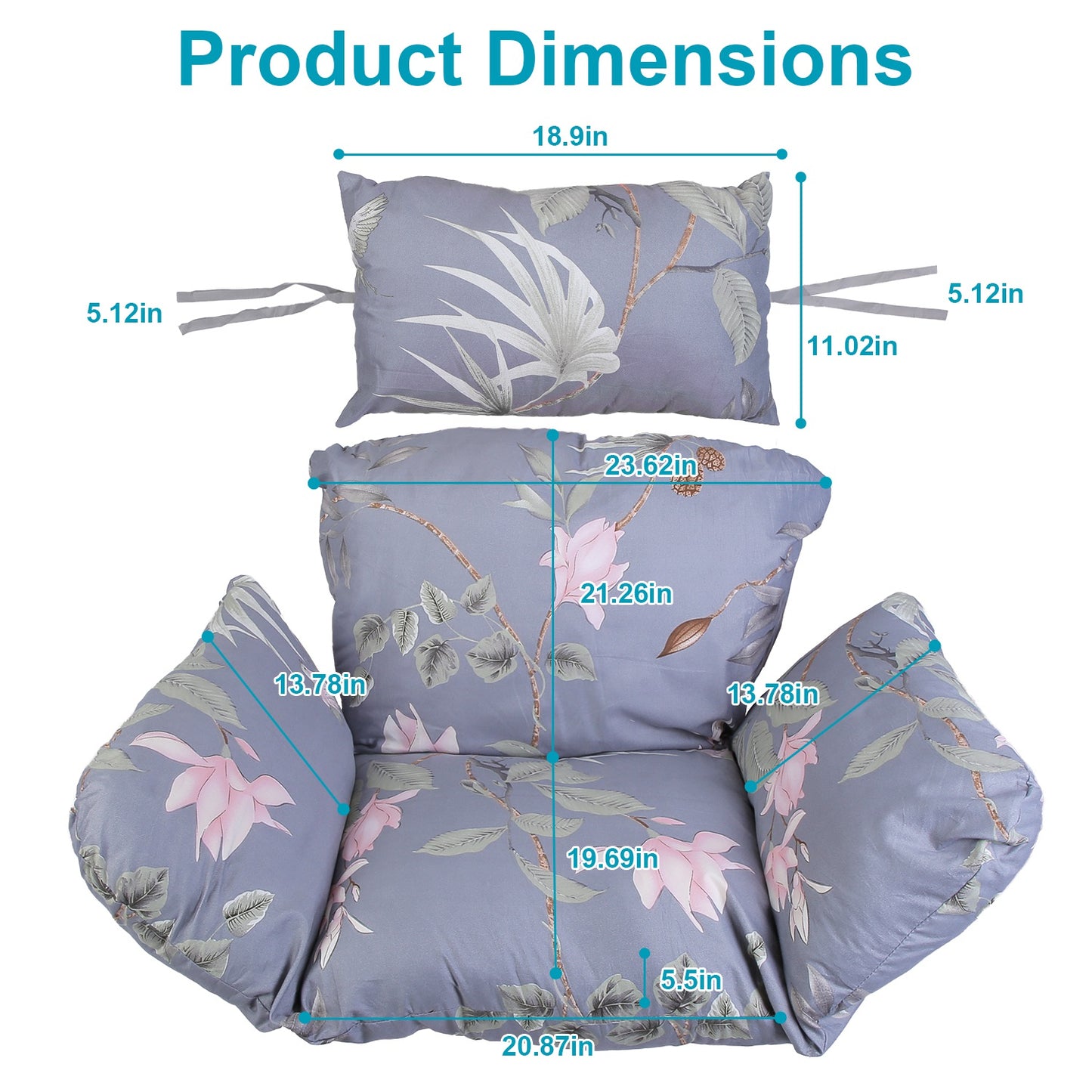 Thick Soft Egg Chair Cushion with Headrest for Hanging Chairs