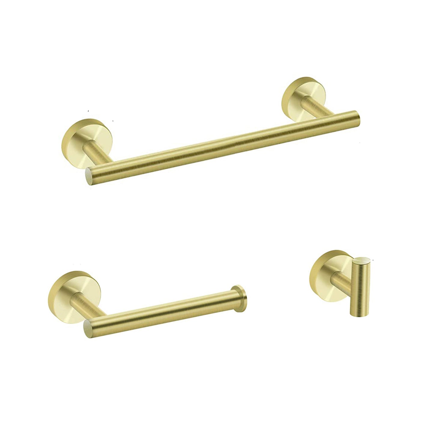3-Piece Bathroom Hardware Accessories Set - Brushed Gold