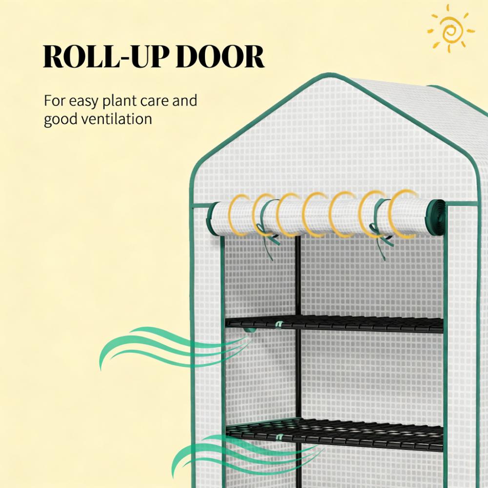 Mini Portable Greenhouse with 5 Shelves - Green & White