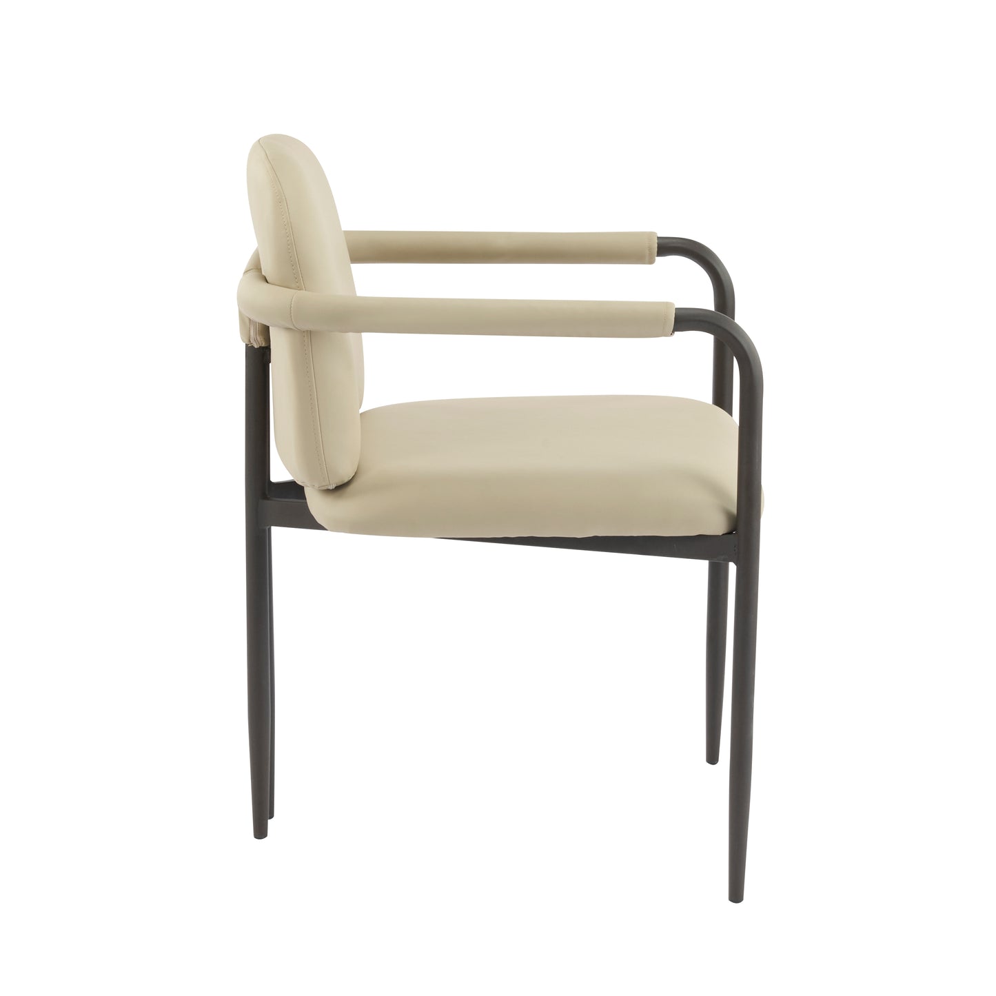 Set of 2 Dining Chairs with Iron Frame - Espresso & Khaki