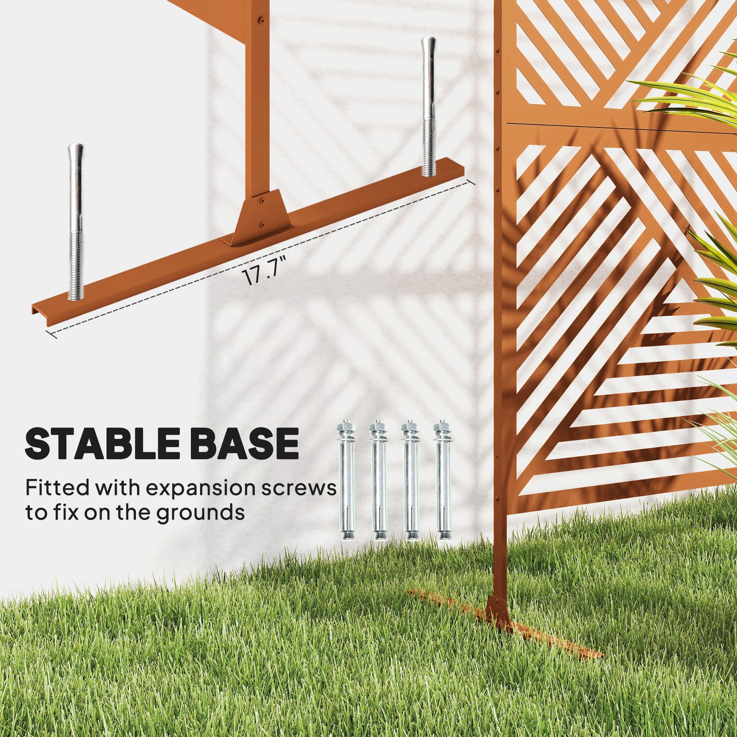 Outdoor Privacy Screen with Trellis - Brown Rhombus Design