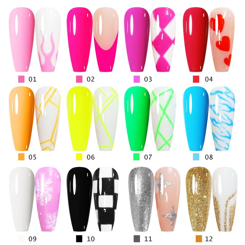 12-Color Nail Art Glue Set
