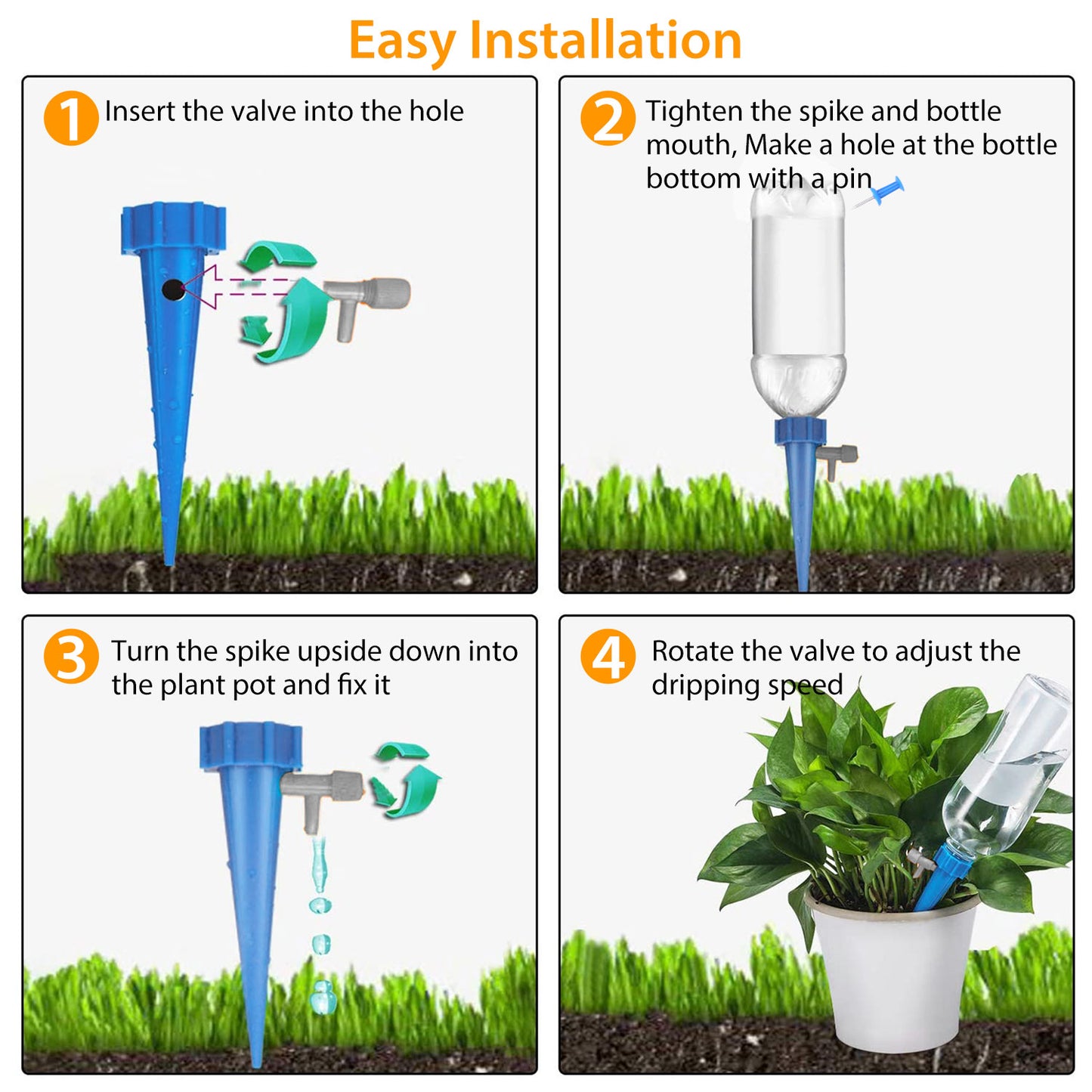 Self Watering Plant Spikes Set - Automatic Drip Irrigation for Indoor & Outdoor Plants